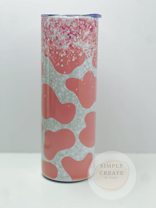 Pink Cow Print Tumbler