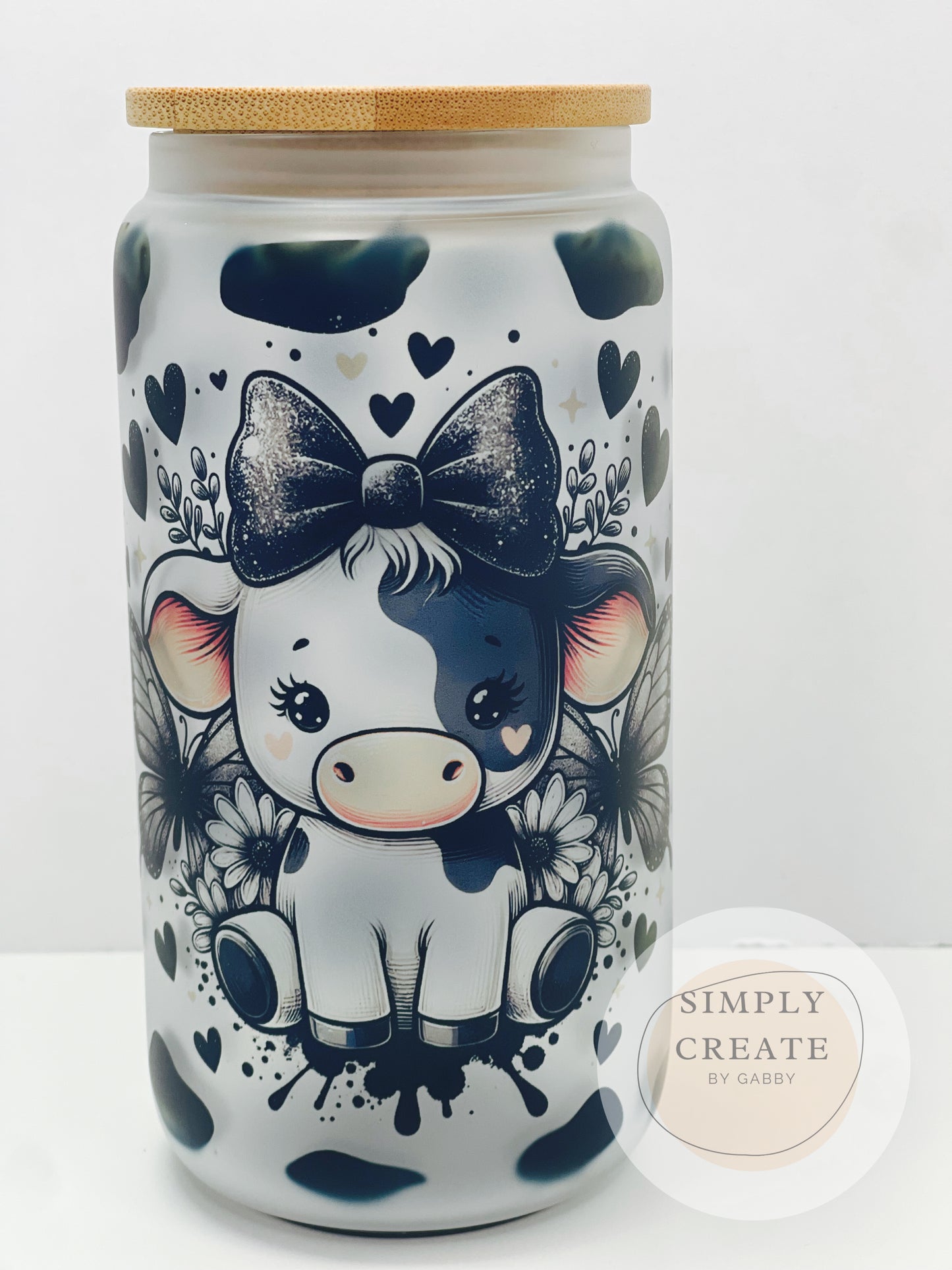 Cow theme glass cup