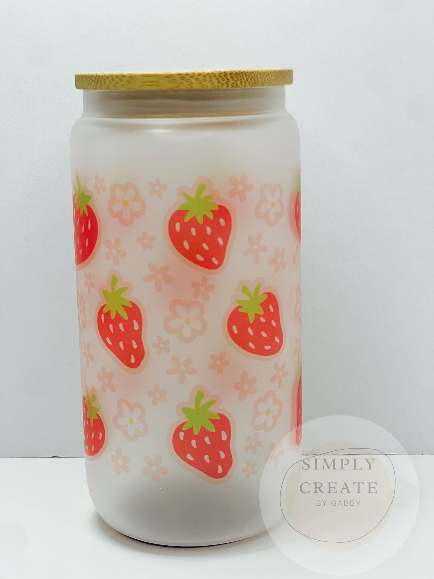 Strawberry theme glass cup