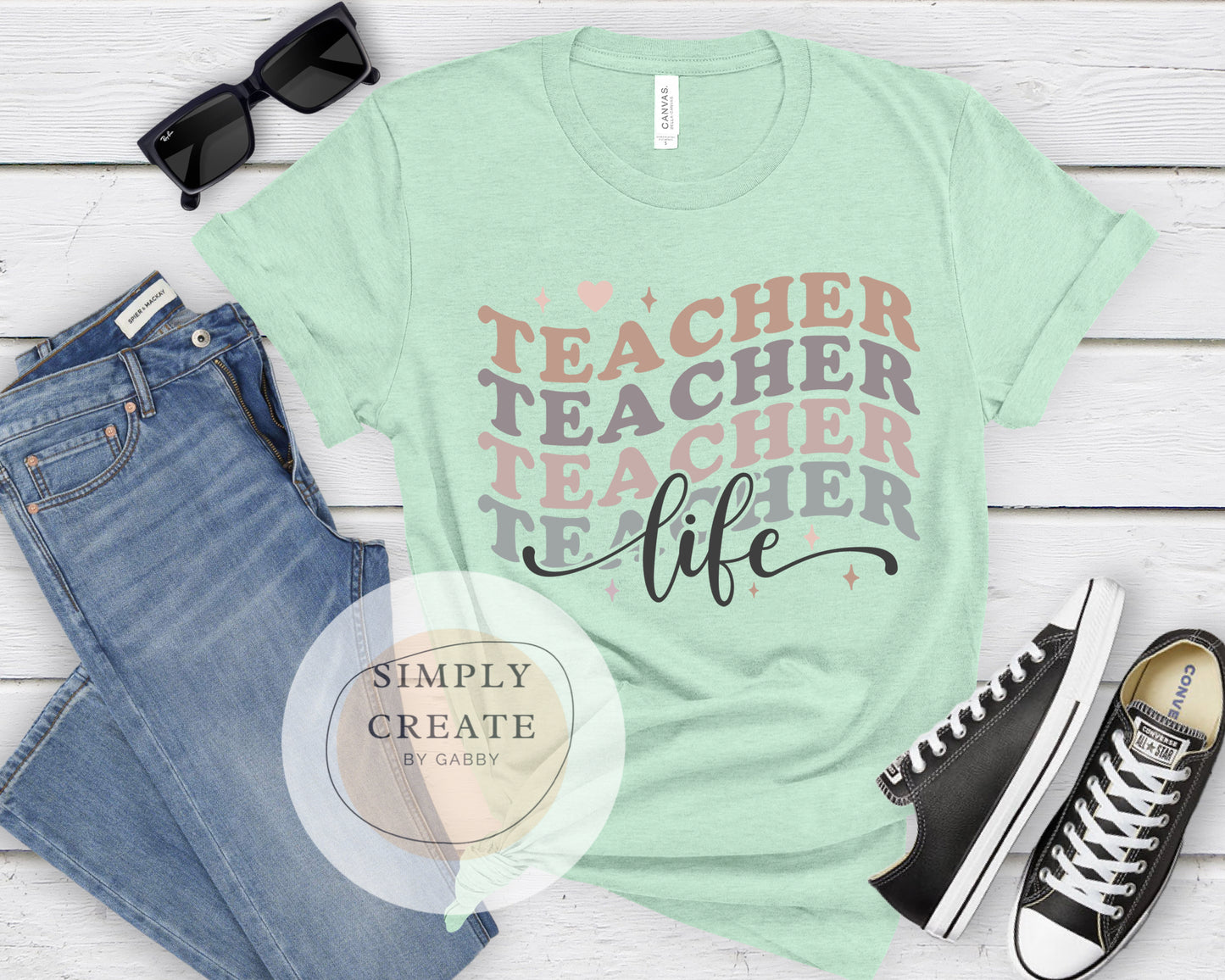 Mint Green Teacher Life T-Shirt